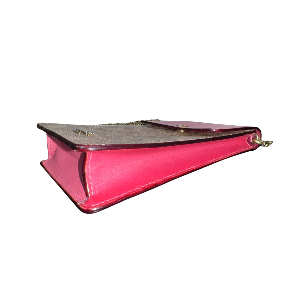 Coach Snap Phone Crossbody Signature Coated Canvas Leather 76357 Red Chain Strap - Picture 7 of 12
